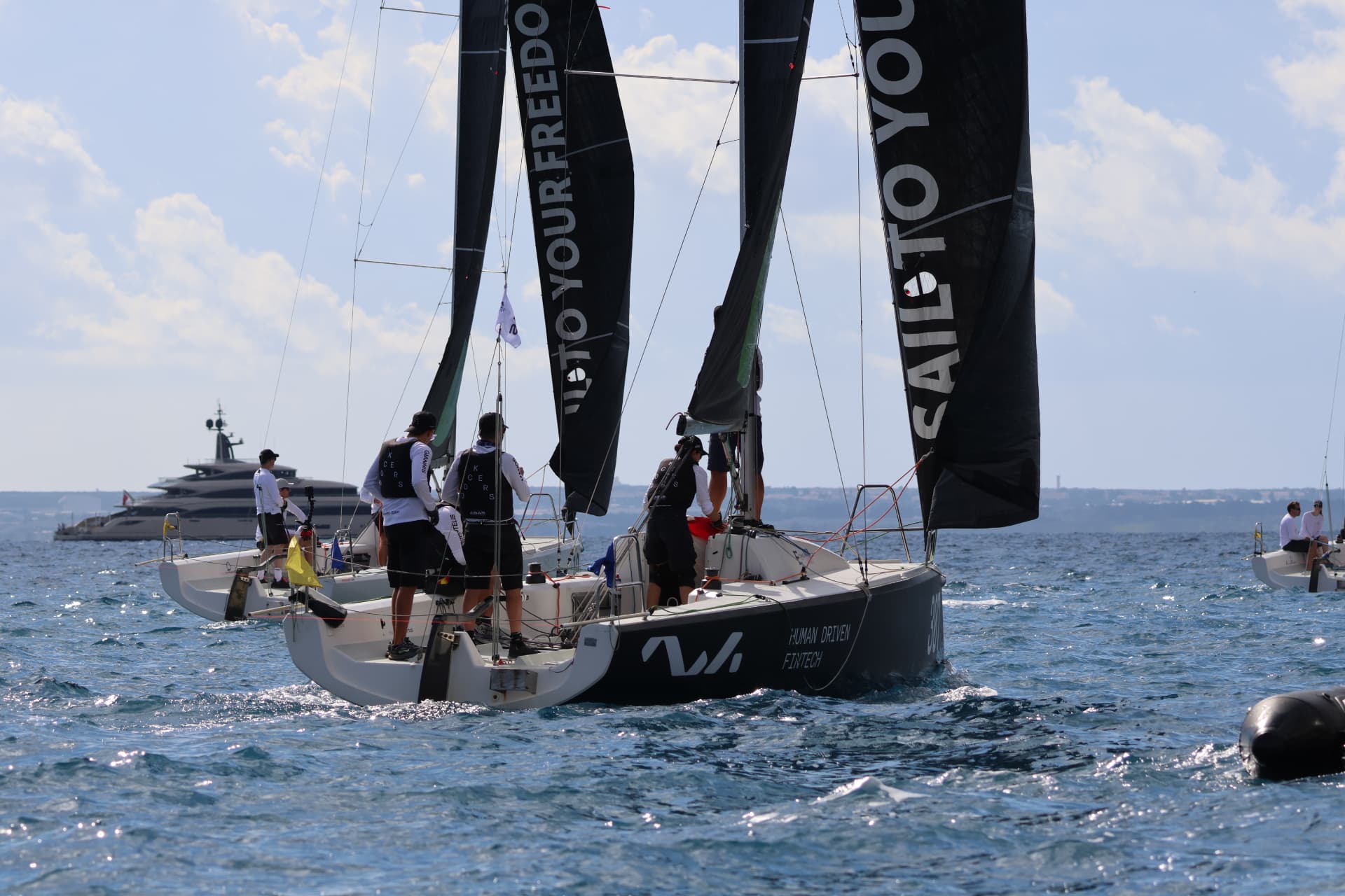 Sailboats racing on Cyprus waters — Cyprus International Sailing Club fleet