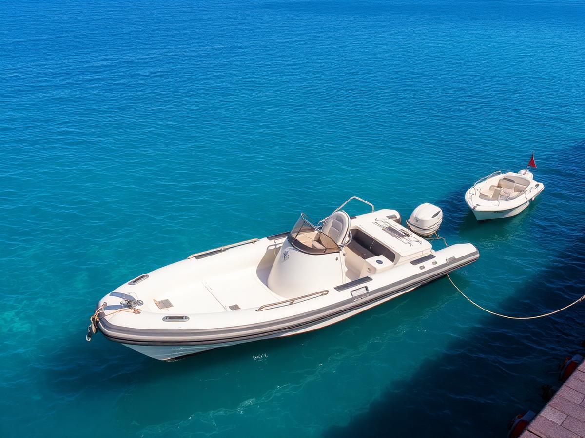 RIB moored next to a small motorboat